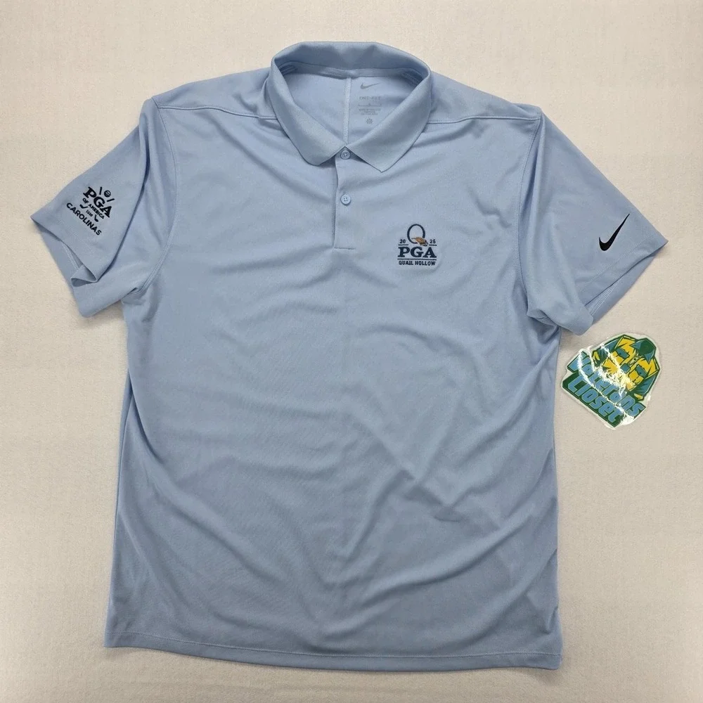 Nike Dri-FIT PGA Quail Hollow 2025 Golf Polo Mens Large Preppy Wicking Shirt EUC